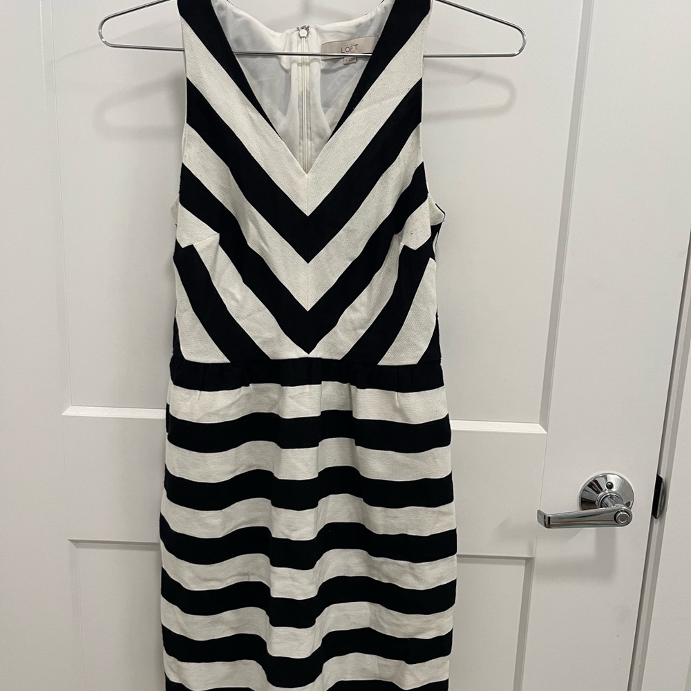LOFT Chevron Striped Midi Dress